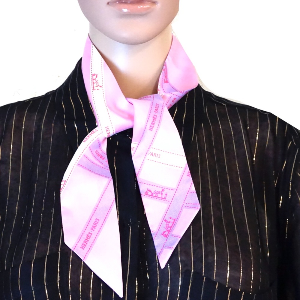 Pink Twilly Logo Ribbon Silk Scarf/Wrap - Picture 11 of 11